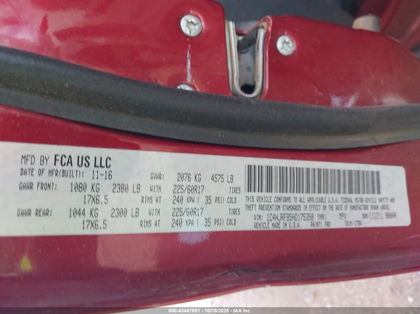 1C4NJRFB5HD175350 2017 JEEP LIBERTY (PATRIOT) photo no. 9