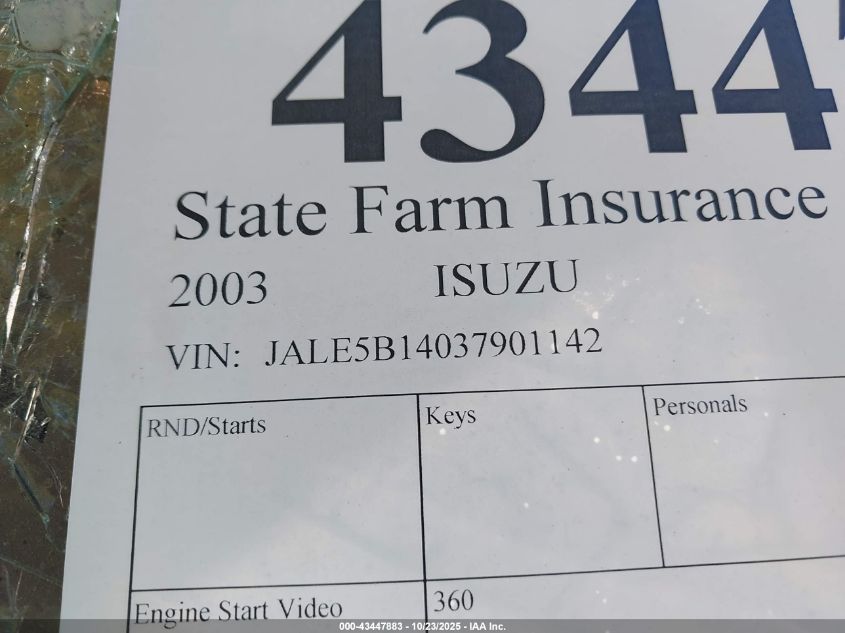 2003 Isuzu Nqr VIN: JALE5B14037901142 Lot: 43447883