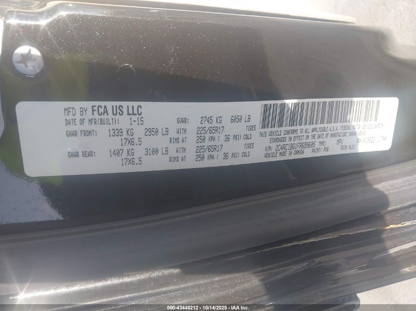 2015 Chrysler Town & Country Touring VIN: 2C4RC1BG1FR699605 Lot: 43448212