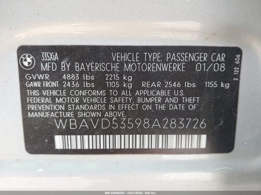 WBAVD53598A283726 2008 BMW 3ER photo no. 9