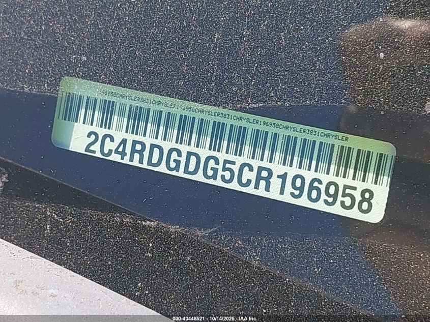 2012 Dodge Grand Caravan Crew VIN: 2C4RDGDG5CR196958 Lot: 43448521