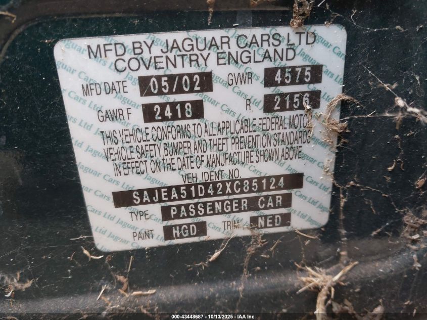 2002 Jaguar X-Type 2.5L VIN: SAJEA51D42XC85124 Lot: 43448687