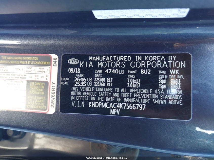 2019 KIA SPORTAGE LX KNDPMCAC4K7566797