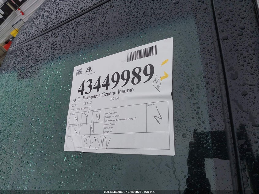 JTHBJ46G582188823 2008 LEXUS ES photo no. 13
