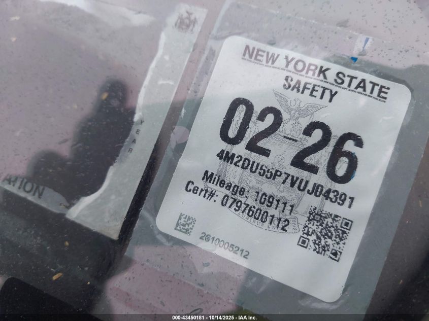 1997 Mercury Mountaineer VIN: 4M2DU55P7VUJ04391 Lot: 43450181