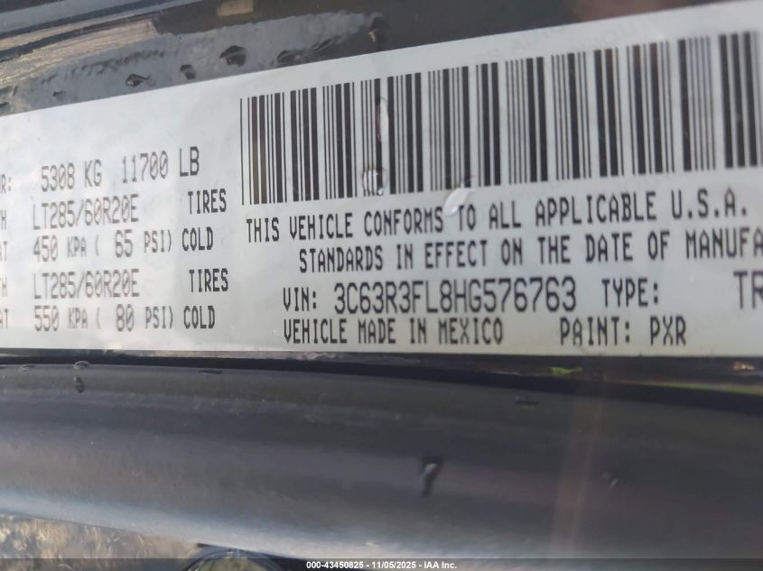 2017 Ram 3500 Limited 4X4 6'4 Box VIN: 3C63R3FL8HG576763 Lot: 43450825