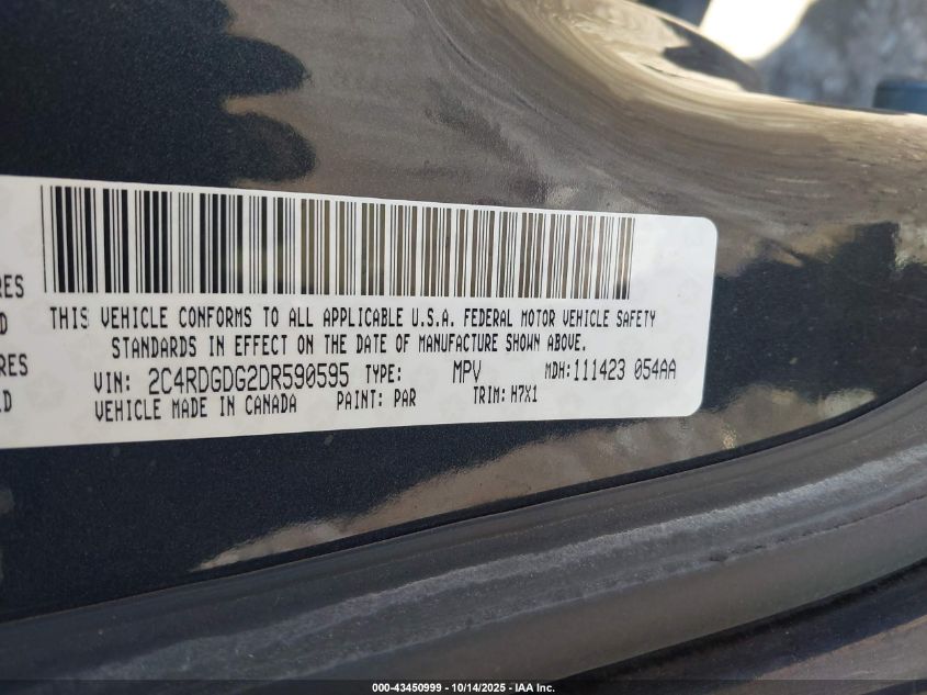 2013 Dodge Grand Caravan Crew VIN: 2C4RDGDG2DR590595 Lot: 43450999