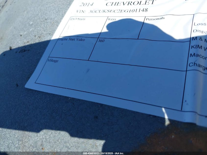 2014 CHEVROLET SILVERADO 1500 1LZ 3GCUKSEC2EG101148