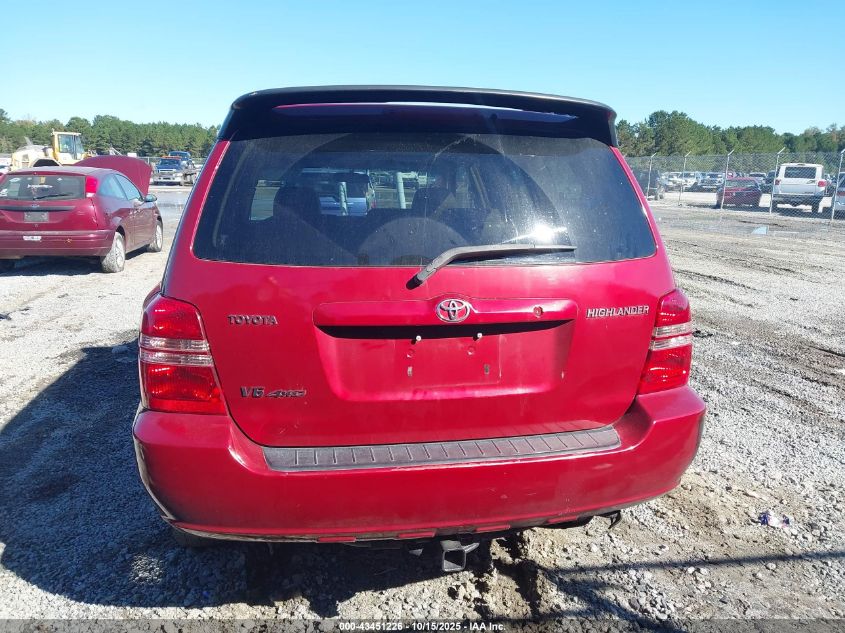 2002 Toyota Highlander V6 VIN: JTEHF21A820086287 Lot: 43451226