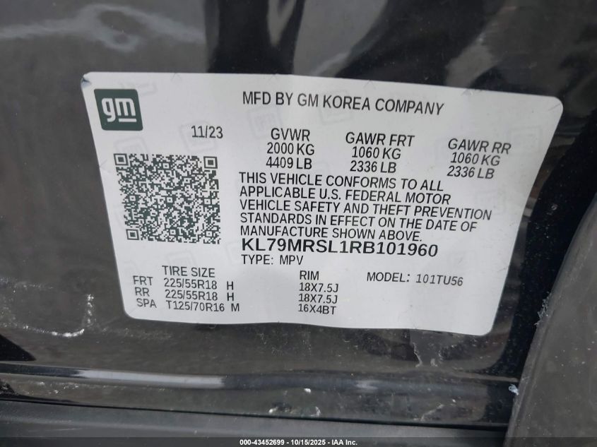 2024 CHEVROLET TRAILBLAZER AWD LT KL79MRSL1RB101960