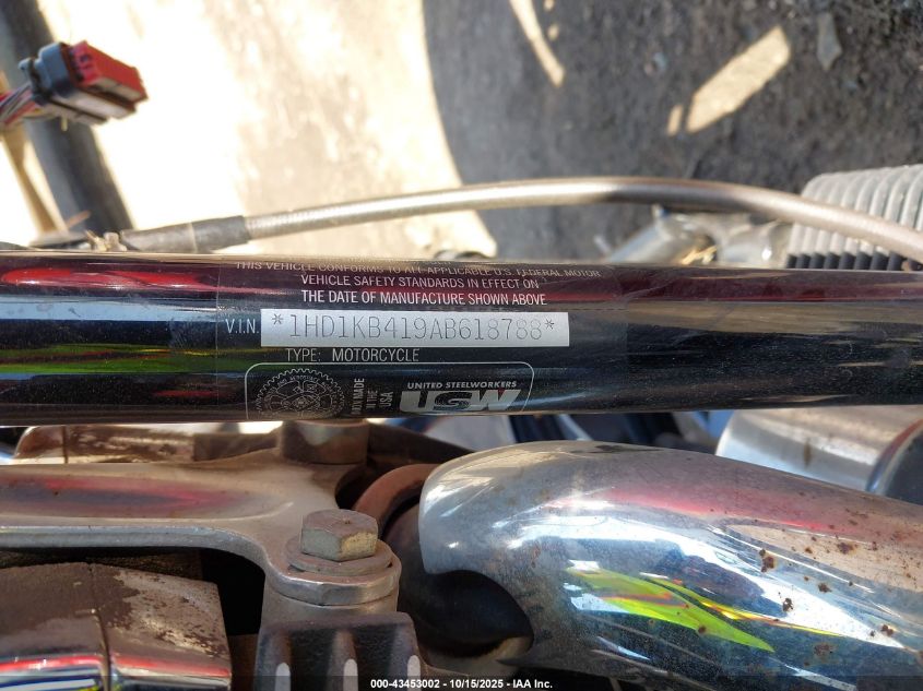 2010 Harley-Davidson Flhx VIN: 1HD1KB419AB618788 Lot: 43453002