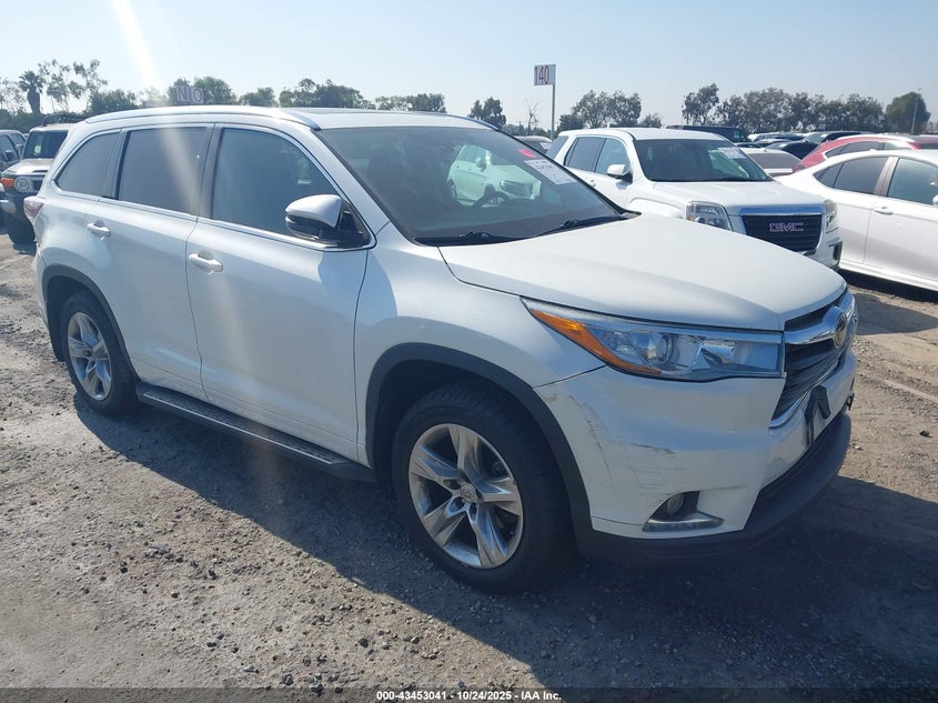 Vin: 5tdykrfh5es034261, lot: 43947892, toyota highlander limited platinum v6 2014 img_1