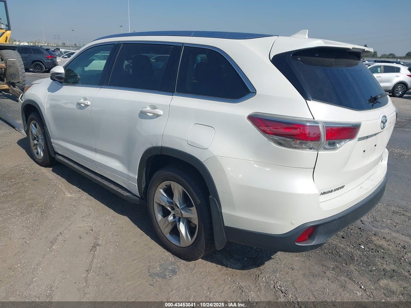 Vin: 5tdykrfh5es034261, lot: 43947892, toyota highlander limited platinum v6 20143