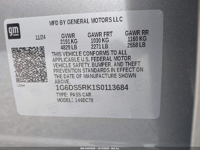 2025 CADILLAC CT5 PREMIUM LUXURY RWD 1G6DS5RK1S0113684