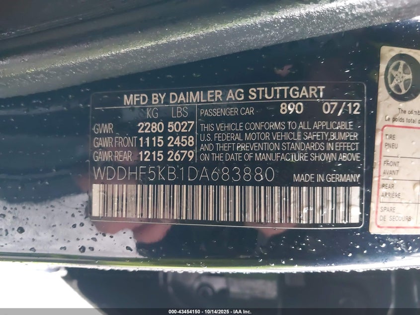 2013 MERCEDES-BENZ E 350 WDDHF5KB1DA683880