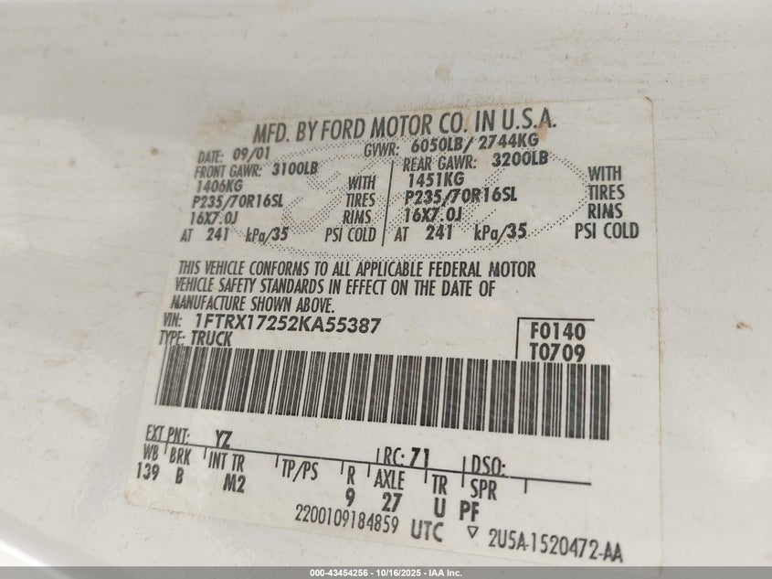 1FTRX17252KA55387 2002 FORD F-150 photo no. 9