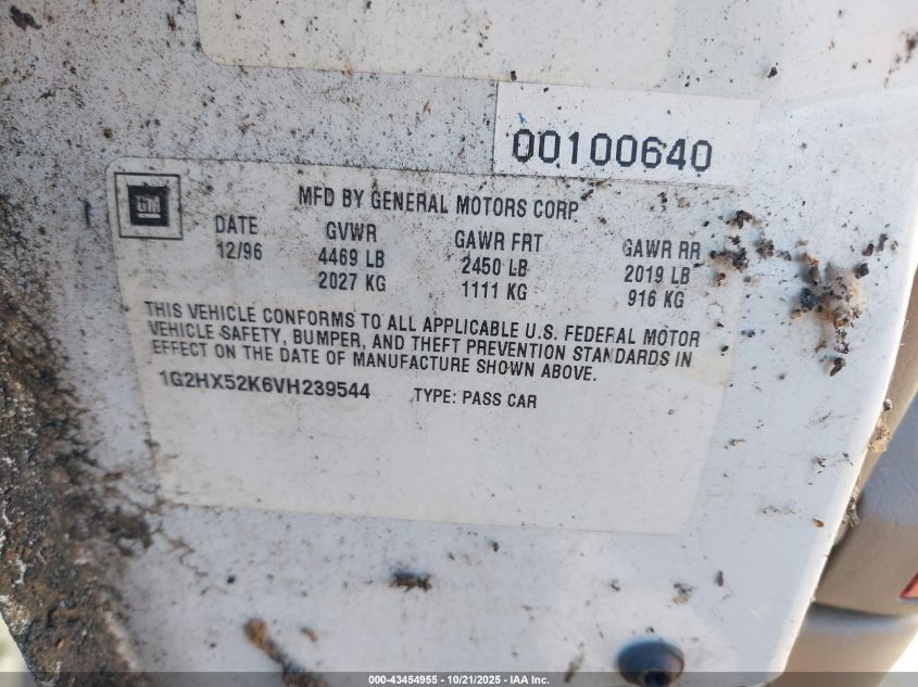 1997 Pontiac Bonneville Se VIN: 1G2HX52K6VH239544 Lot: 43454955