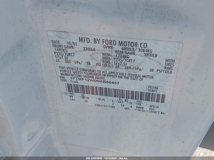 1FTRF12W06KB50457 2006 FORD F-150 photo no. 9