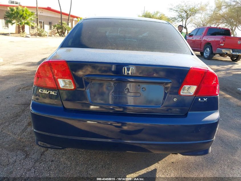 2005 Honda Civic Lx VIN: JHMES165X5S004351 Lot: 43455015
