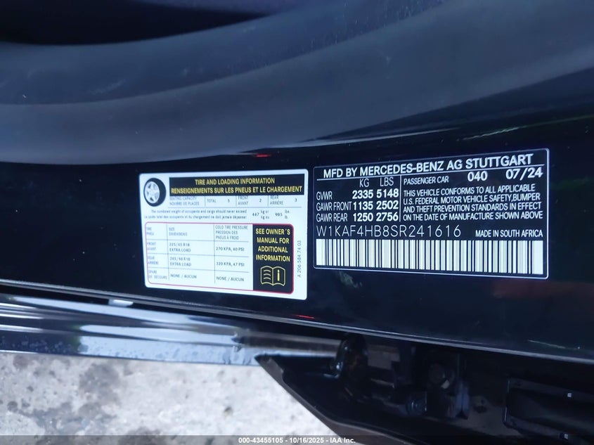 2025 MERCEDES-BENZ C 300 W1KAF4HB8SR241616