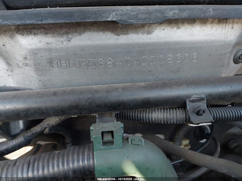 2004 Honda Cr-V Lx VIN: JHLRD68404C008306 Lot: 43455394