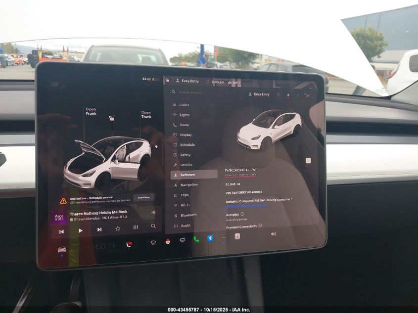 2022 Tesla Model Y Performance Dual Motor All-Wheel Drive VIN: 7SAYGDEF1NF406965 Lot: 43455787