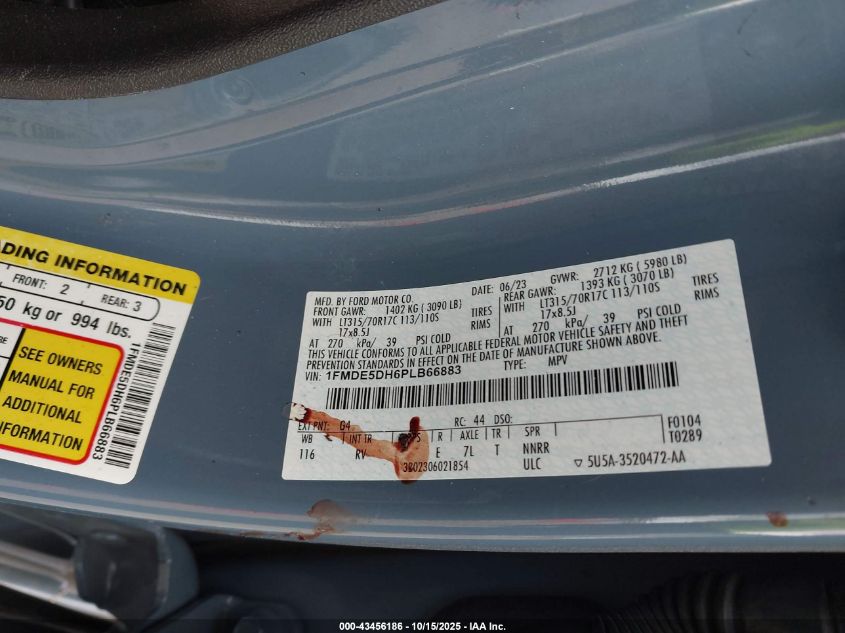 2023 Ford Bronco Outer Banks VIN: 1FMDE5DH6PLB66883 Lot: 43456186