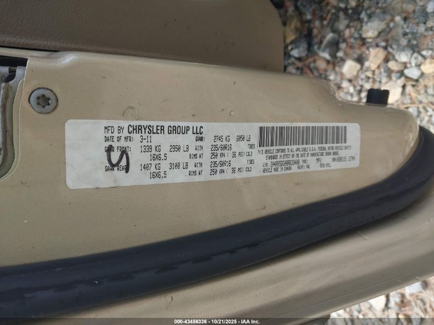 2011 Chrysler Town & Country Touring VIN: 2A4RR5DG0BR633408 Lot: 43456336