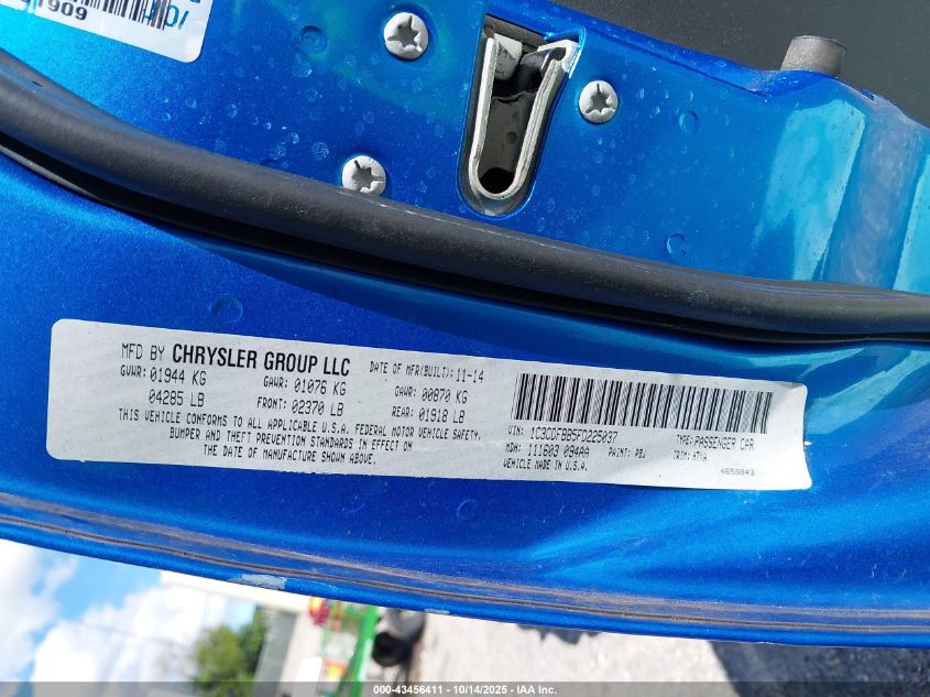 2015 Dodge Dart Sxt VIN: 1C3CDFBB5FD225037 Lot: 43456411