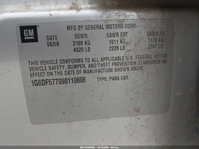 2009 Cadillac Cts Standard VIN: 1G6DF577090110806 Lot: 43456458