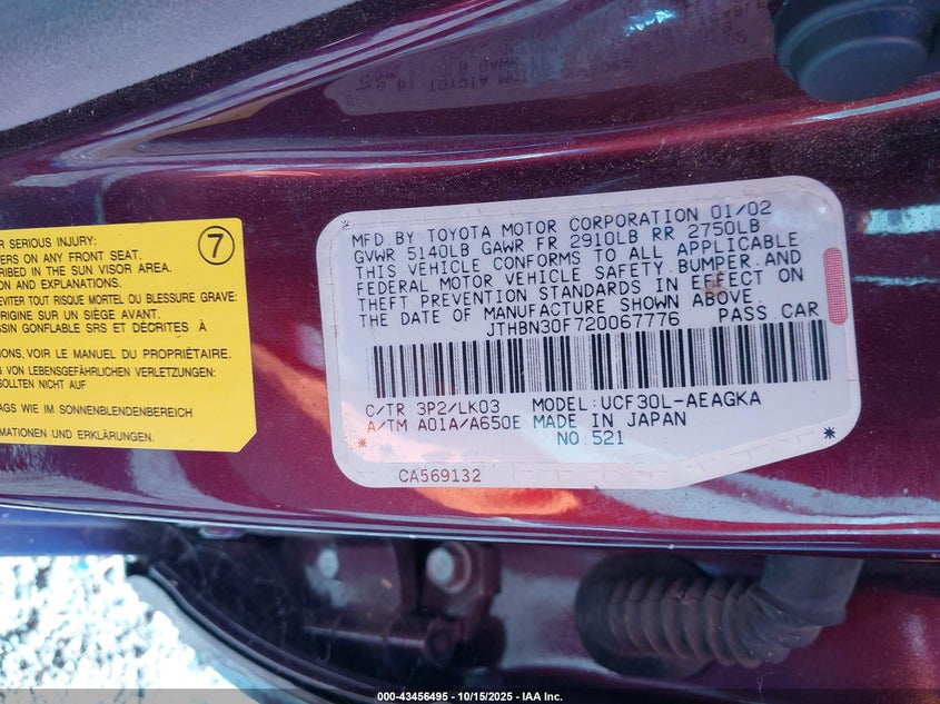 JTHBN30F720067776 2002 LEXUS LS photo no. 9