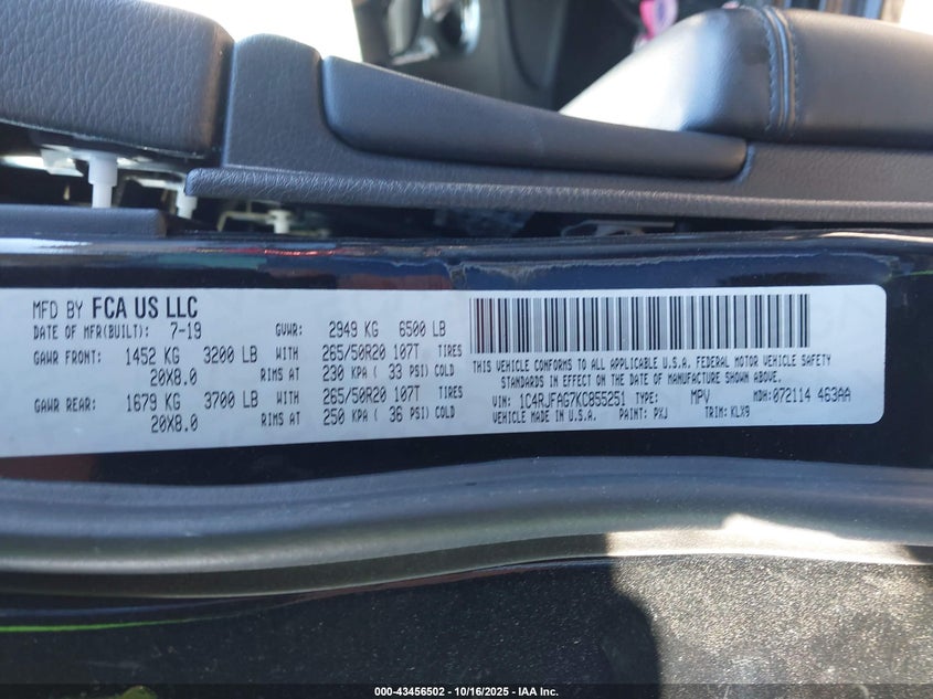 2019 JEEP GRAND CHEROKEE ALTITUDE 4X4 1C4RJFAG7KC855251