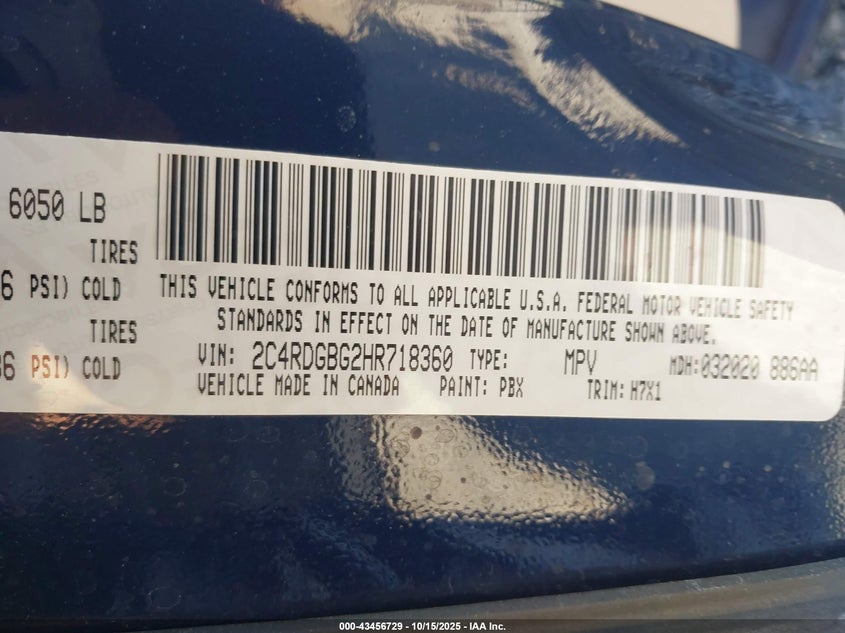 2017 DODGE GRAND CARAVAN SE 2C4RDGBG2HR718360