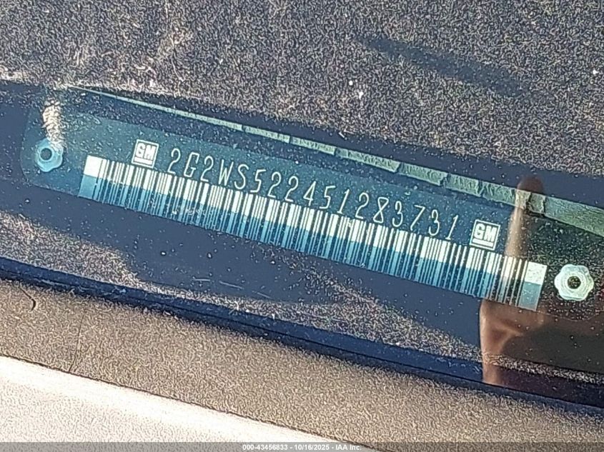 2005 Pontiac Grand Prix Gt VIN: 2G2WS522451283731 Lot: 43456833