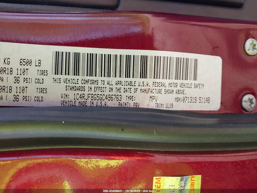 2016 JEEP GRAND CHEROKEE LIMITED 1C4RJFBG5GC496763