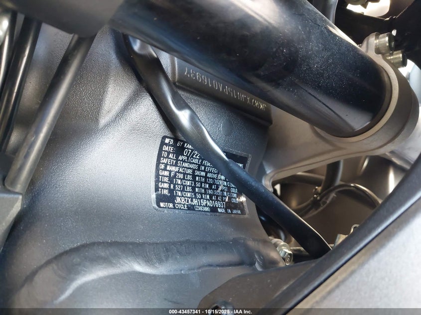 2023 Kawasaki Zx636 K VIN: JKBZXJH15PA016937 Lot: 43457341