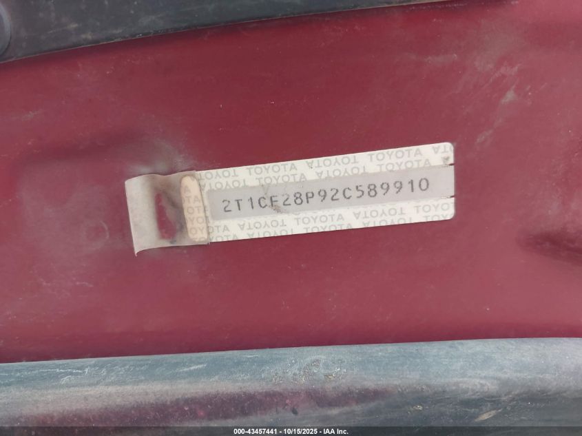 2002 Toyota Camry Solara Sle V6 VIN: 2T1CF28P92C589910 Lot: 43457441