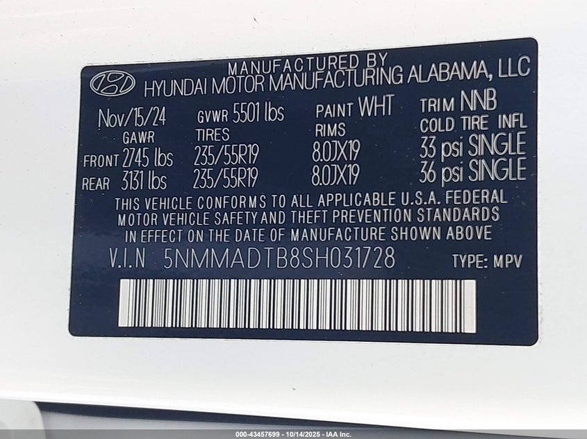 VIN 5NMMADTB8SH031728 2025 GENESIS GV70 2.5T AWD