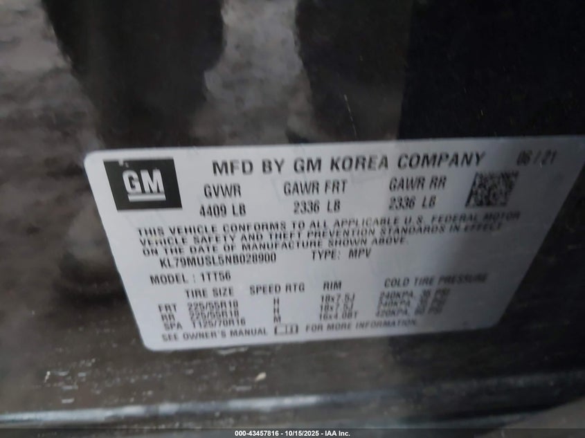 2022 CHEVROLET TRAILBLAZER AWD RS KL79MUSL5NB028900