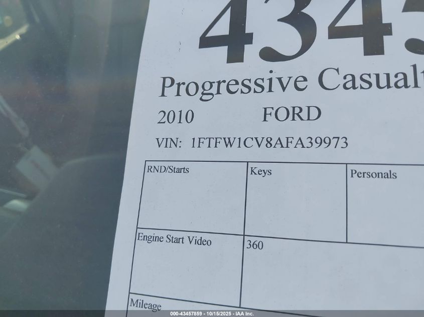 2010 Ford F-150 Platinum VIN: 1FTFW1CV8AFA39973 Lot: 43457859