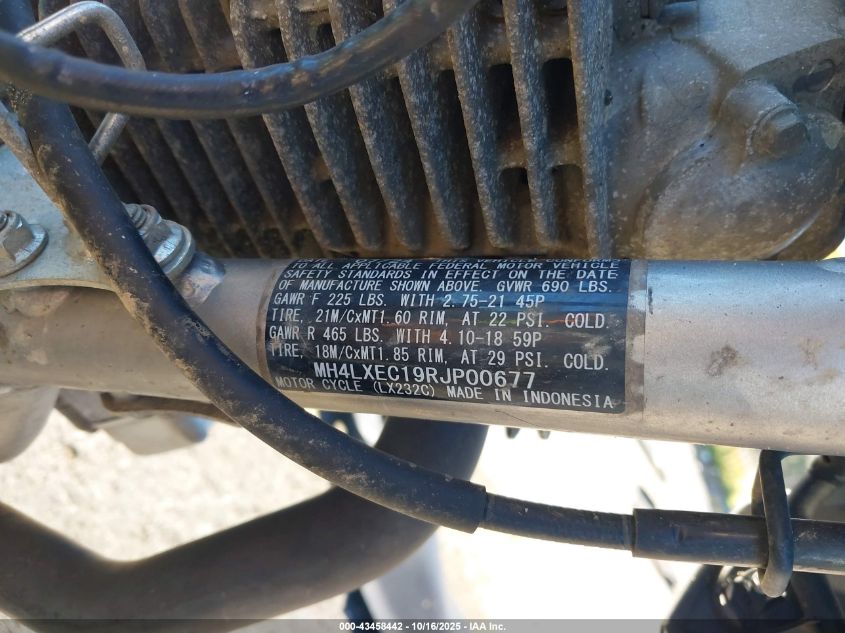 2024 Kawasaki Klx232 C VIN: MH4LXEC19RJP00677 Lot: 43458442