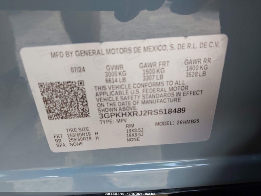 2024 Honda Prologue Touring VIN: 3GPKHXRJ2RS518489 Lot: 43458700