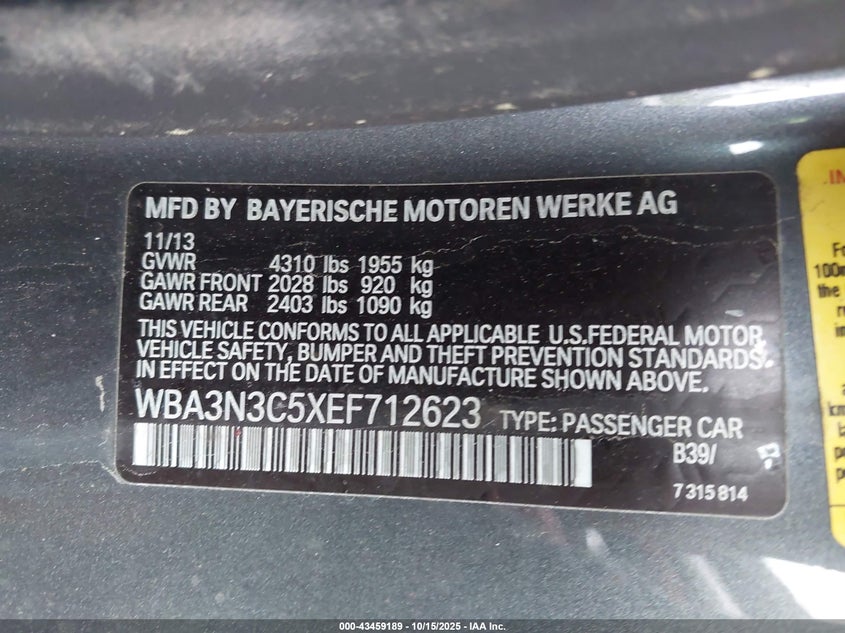 2014 BMW 428I WBA3N3C5XEF712623