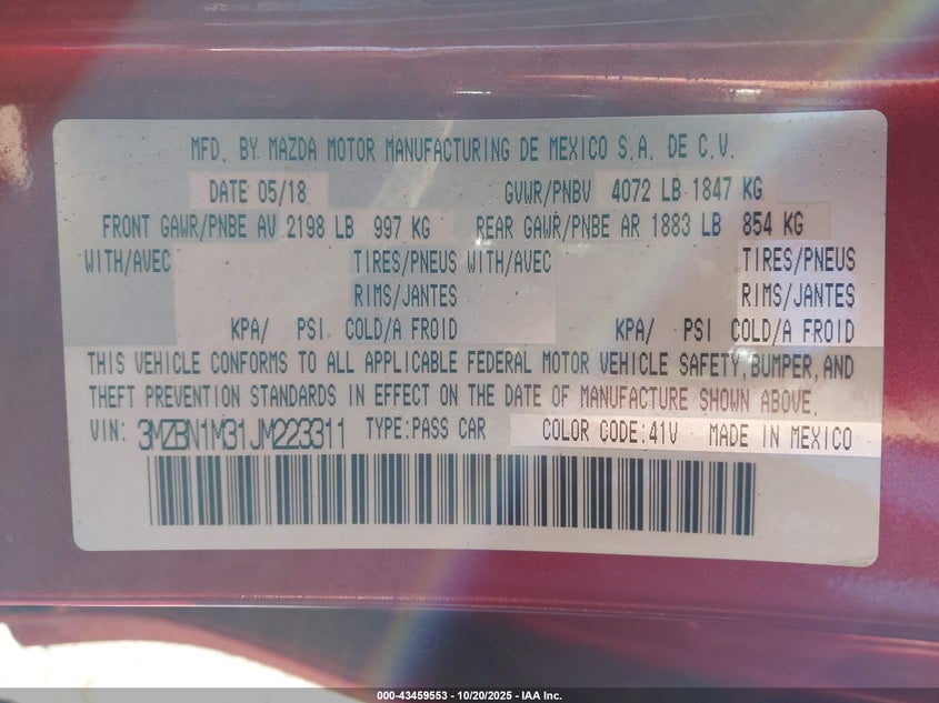 2018 MAZDA MAZDA3 GRAND TOURING 3MZBN1M31JM223311
