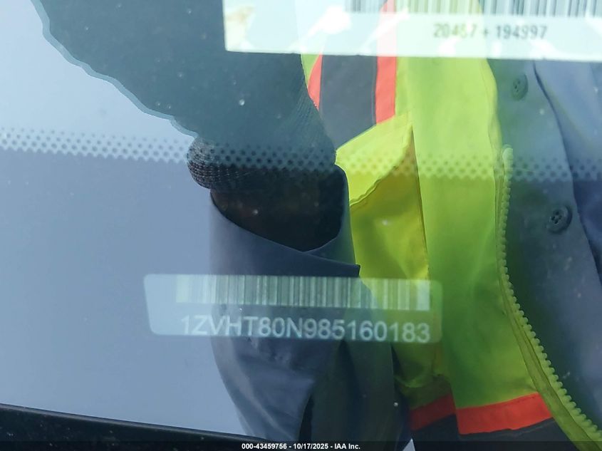 2008 Ford Mustang V6 Deluxe/V6 Premium VIN: 1ZVHT80N985160183 Lot: 43459756