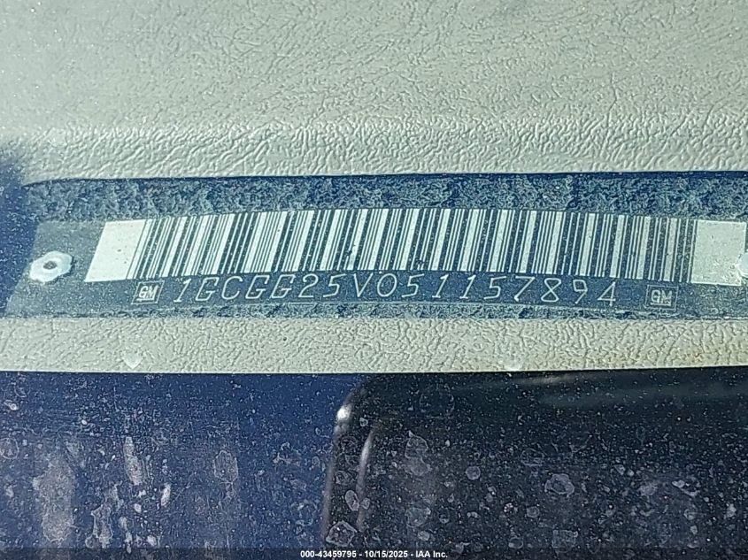 2005 Chevrolet Express VIN: 1GCGG25V051157894 Lot: 43459795