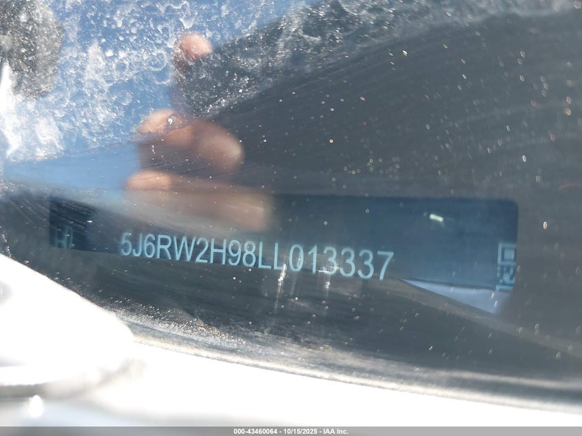 2020 Honda Cr-V Awd Touring VIN: 5J6RW2H98LL013337 Lot: 43460064