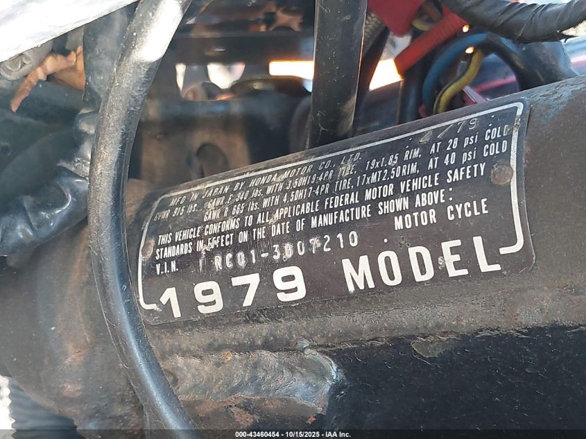 1979 Honda Cb750 VIN: RC013007210 Lot: 43460454