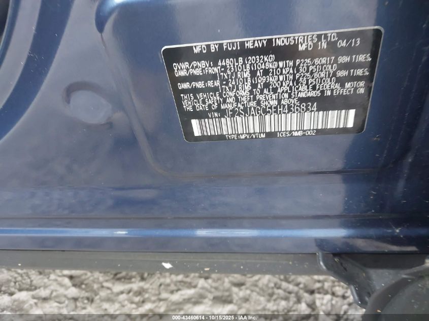 2014 Subaru Forester 2.5I Premium VIN: JF2SJAGC5EH436834 Lot: 43460614