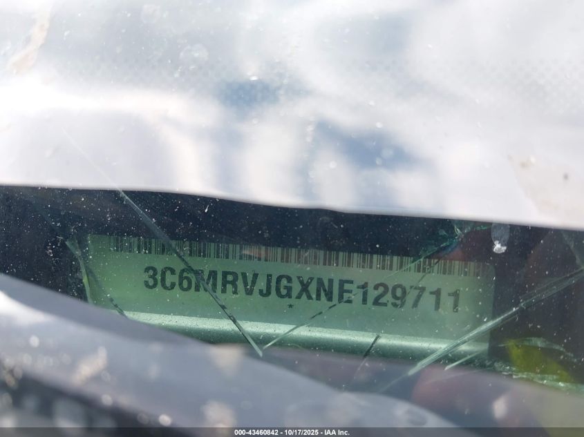 2022 Ram Promaster 3500 Cargo Van High Roof 159 Wb Ext VIN: 3C6MRVJGXNE129711 Lot: 43460842